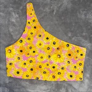 Zara Sunflower One-Shoulder Crop Top